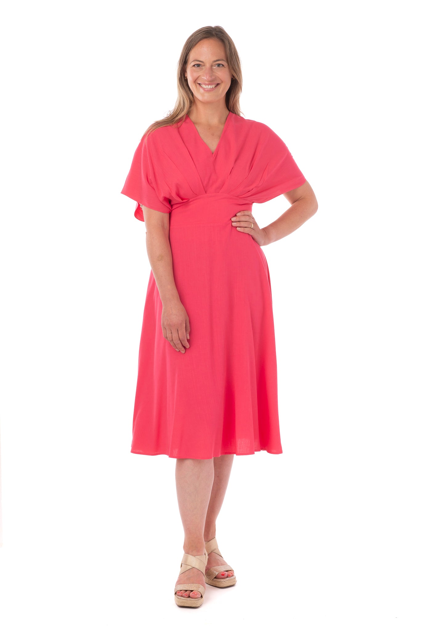 Amaranta FB265 Fuchsia Viscose Occasion Wrap Dress - S/M/L