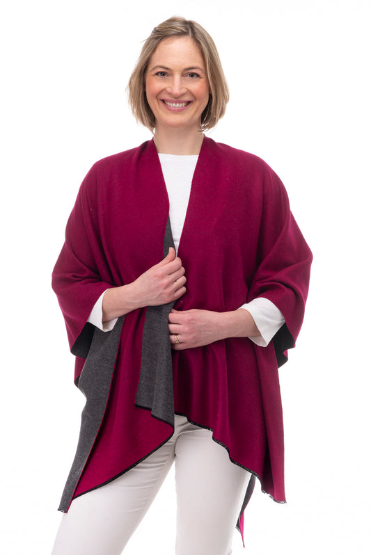 Clara FB169 Reversible Wrap Burgundy/Grey