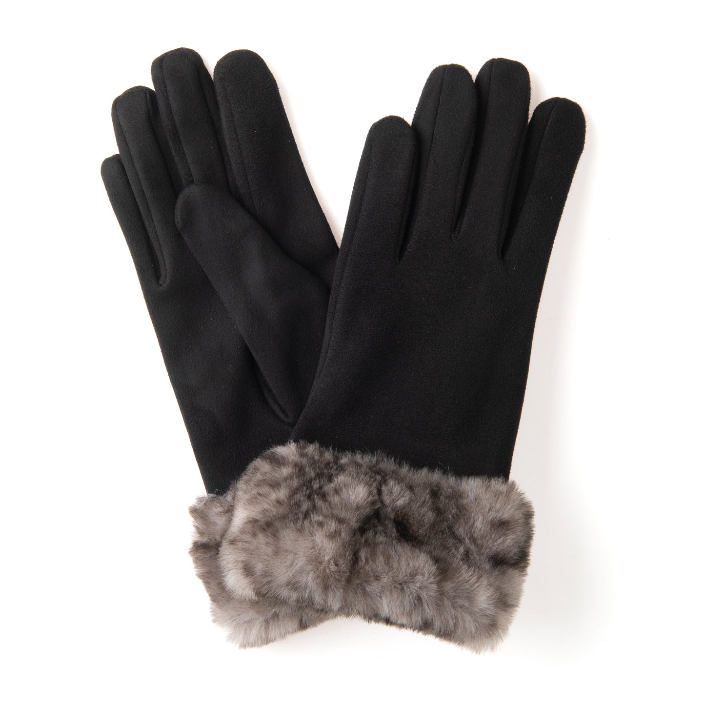 Martina FB79 Suedette Glove with Python Cuff Black/Grey