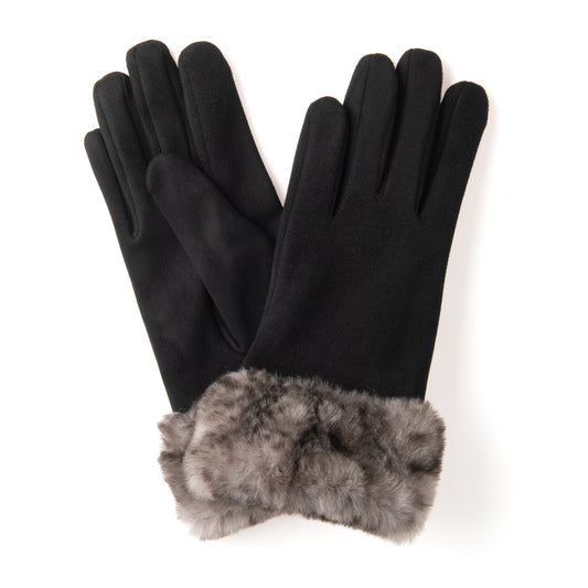 Martina FB79 Suedette Glove with Python Cuff Black/Grey