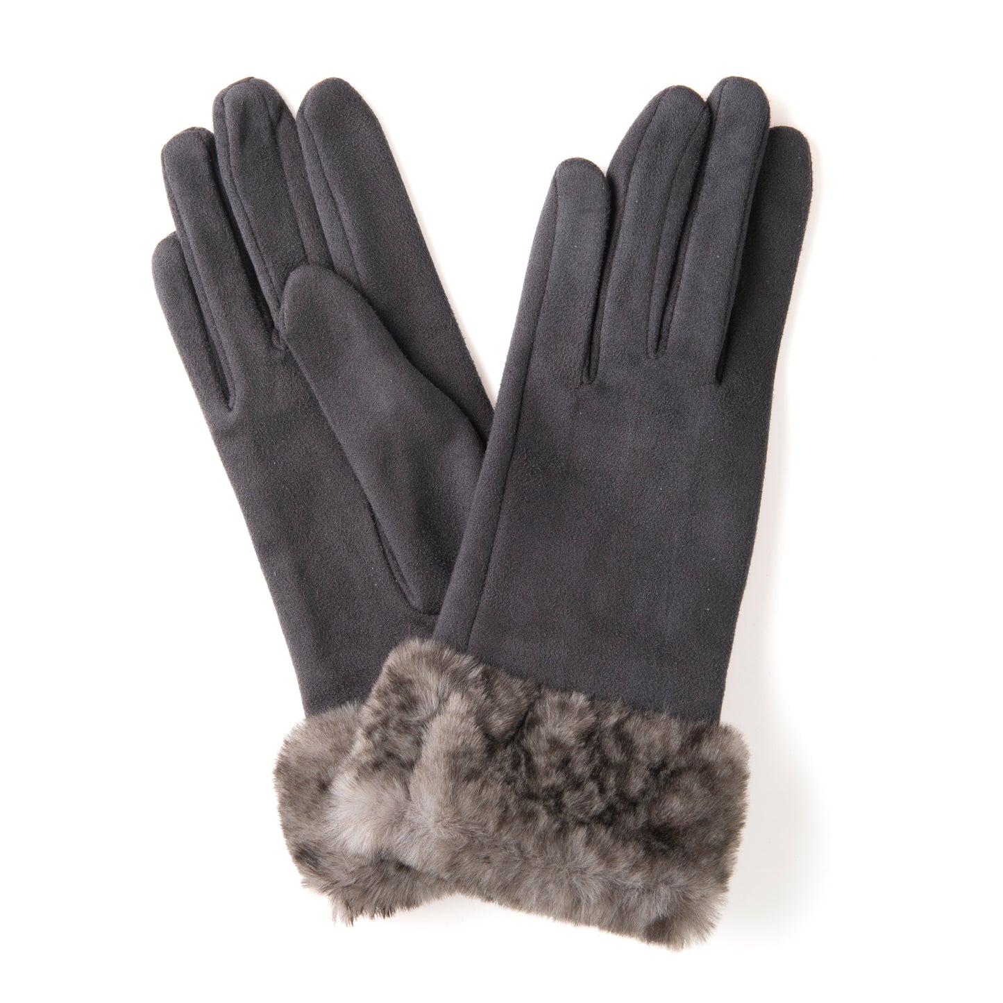 Martina FB79 Suedette Glove with Python Cuff Grey/Grey
