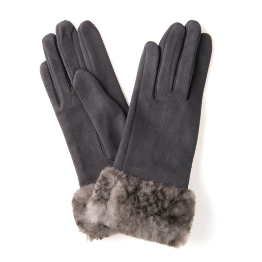 Martina FB79 Suedette Glove with Python Cuff Grey/Grey