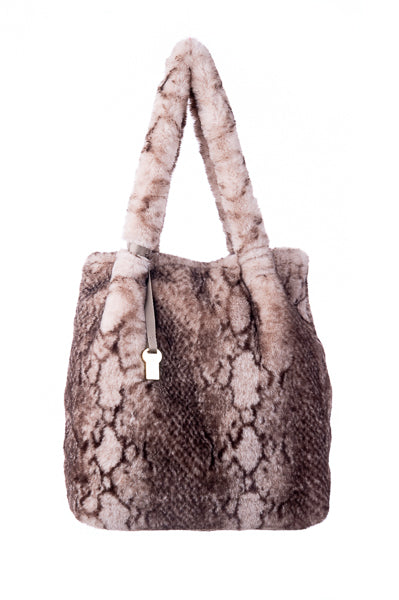 Francesca FB193 Faux Fur Tote Mocha Python