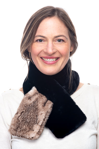 Rachele FB106 Faux Fur Tippet Black/Mocha Python