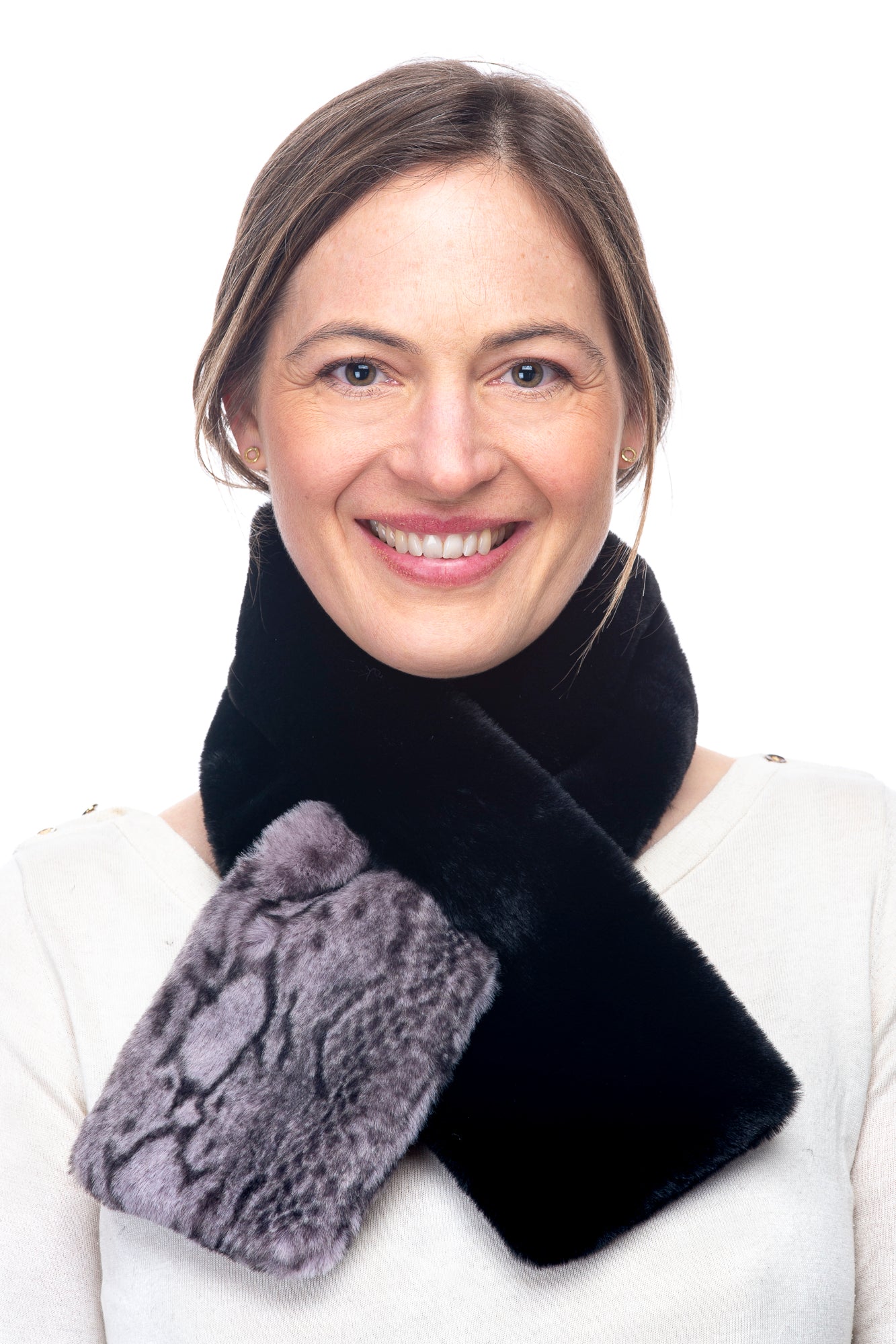 Rachele FB106 Faux Fur Tippet Black/Grey Python