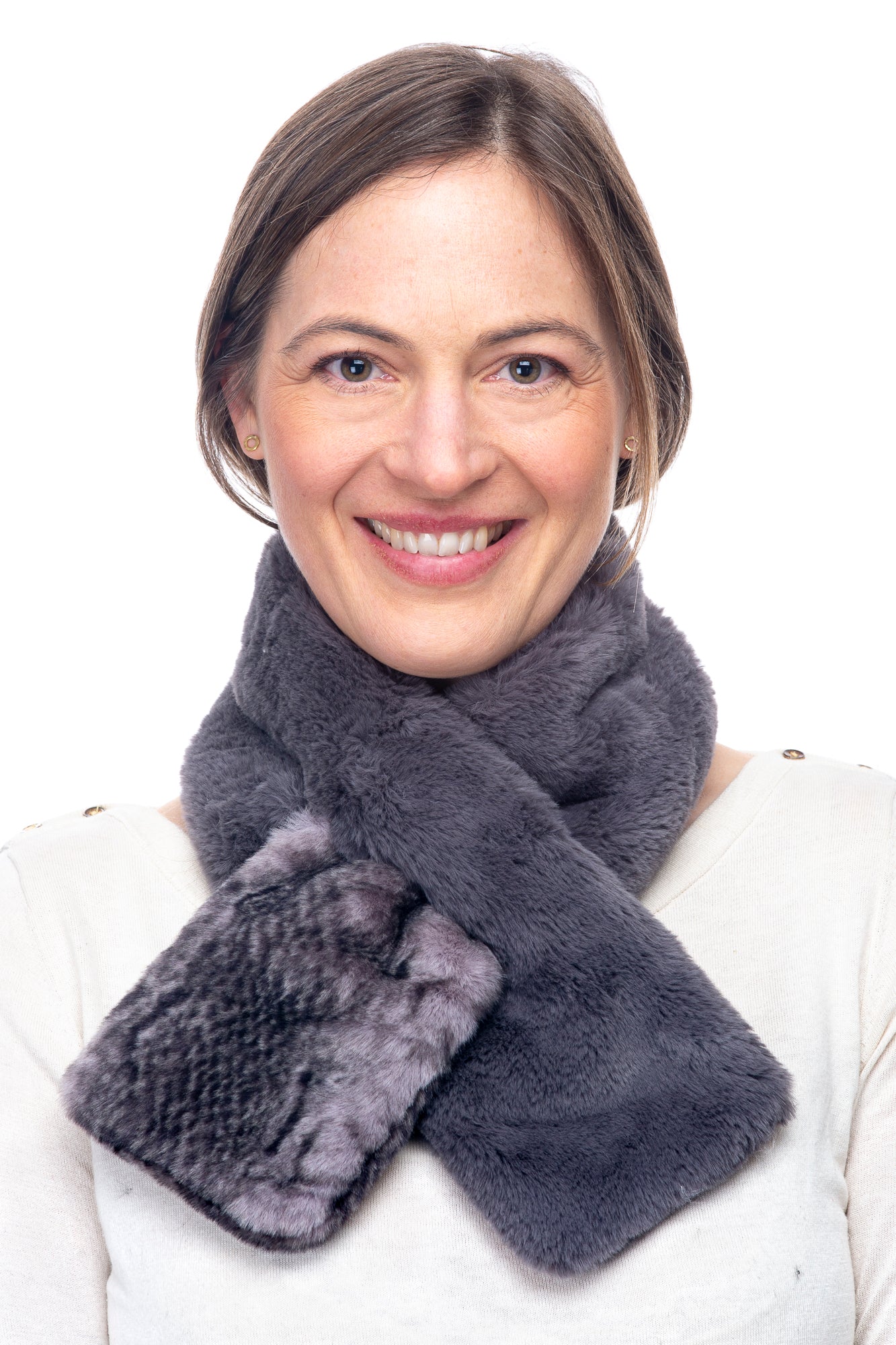 Rachele FB106 Faux Fur Tippet Grey/Grey Python