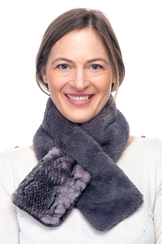 Rachele FB106 Faux Fur Tippet Grey/Grey Python