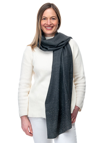 Viola FB162 Night Sky Shawl Grey with Silver Crystals