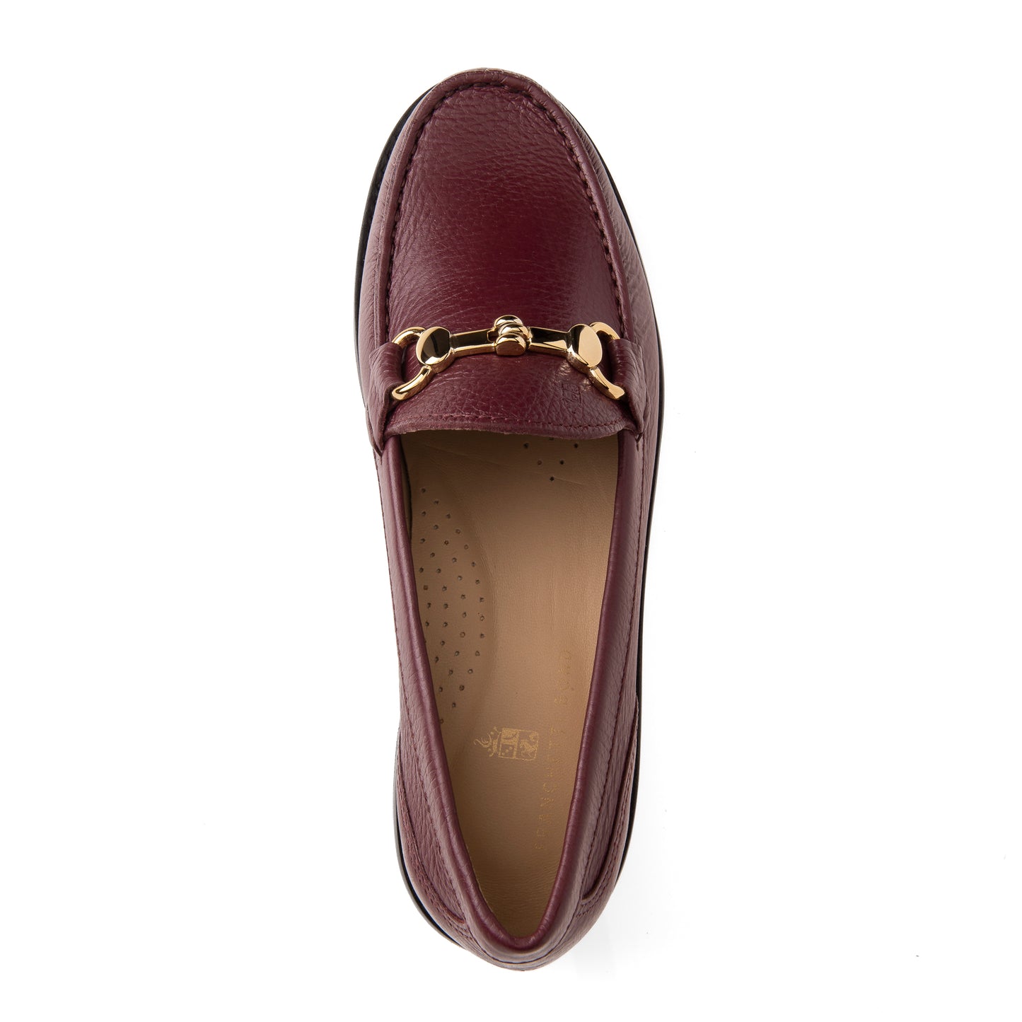 FB202 Ella Chunky Sole Loafer with Gold Snaffle Fitting-  Burgundy Dollaro Leather