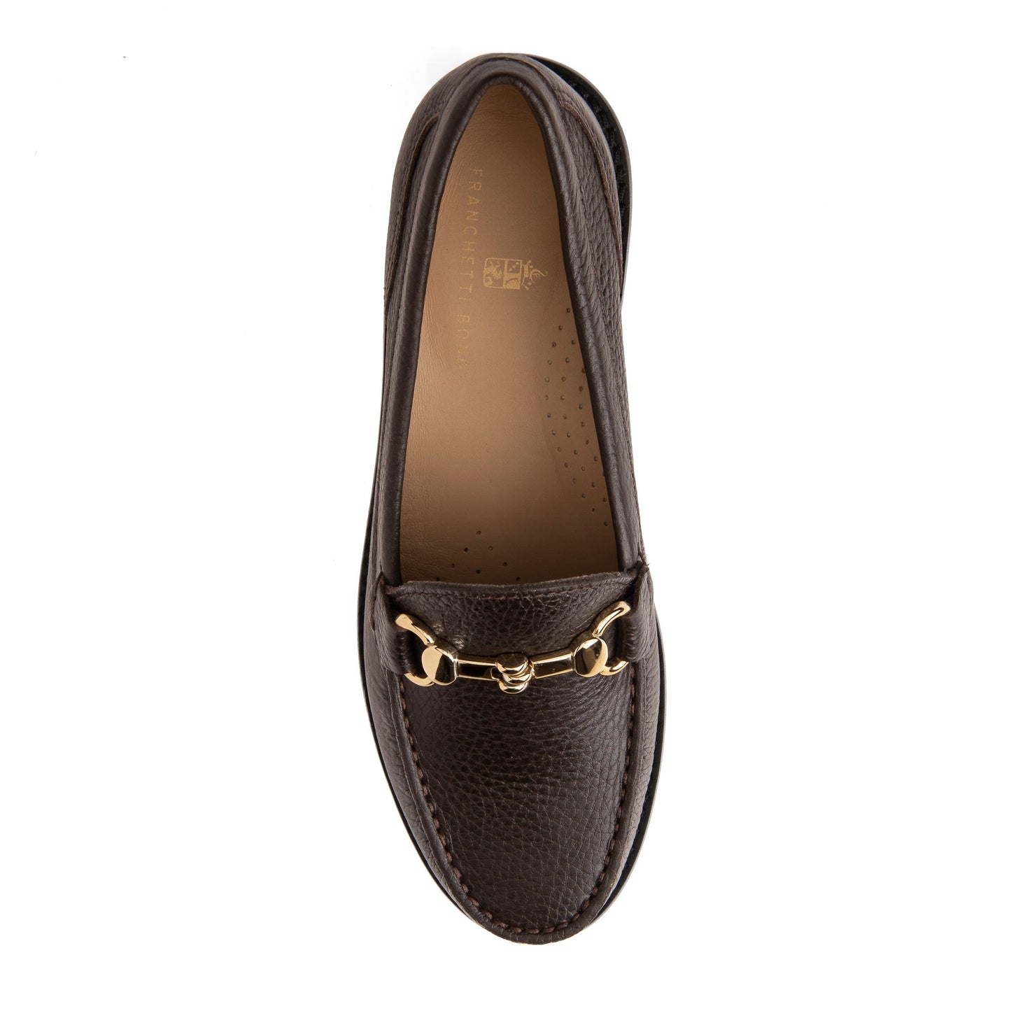 FB202 Ella Chunky Sole Loafer with Gold Snaffle Fitting- Chocolate Dollaro Leather