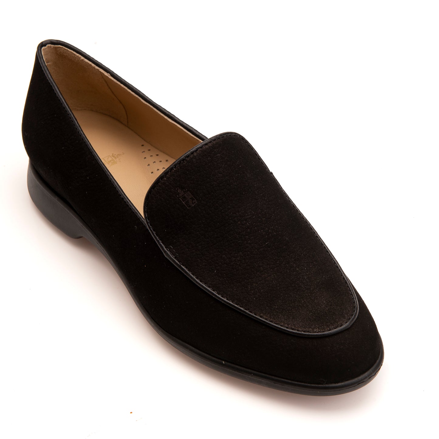 FB203 Estelle Slim Plain Loafer with Rubber Sole- Black Nubuck Suede