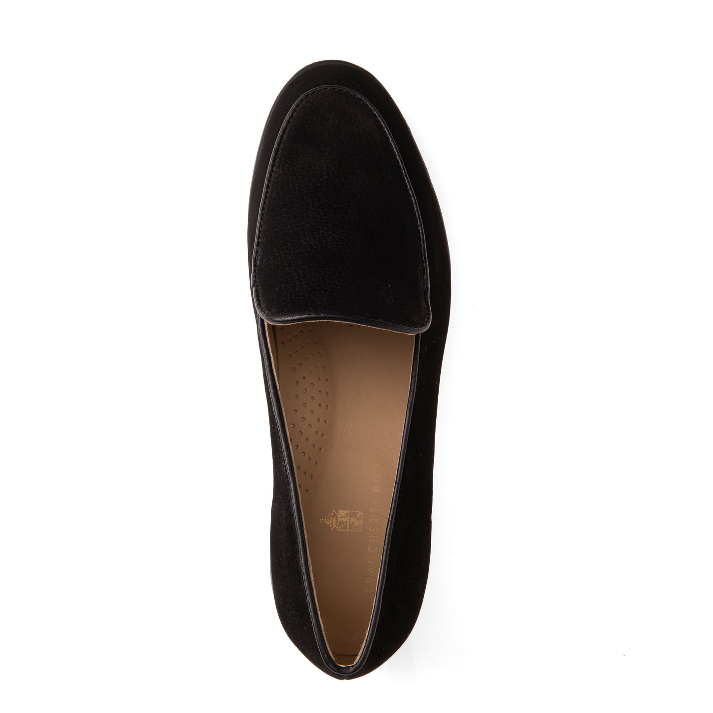 FB203 Estelle Slim Plain Loafer with Rubber Sole- Black Nubuck Suede