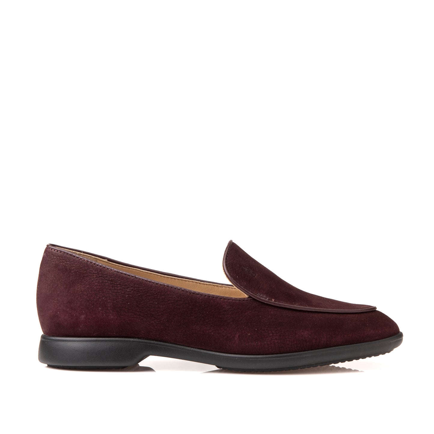 FB203 Estelle Slim Plain Loafer with Rubber Sole- Burgundy Nubuck Suede