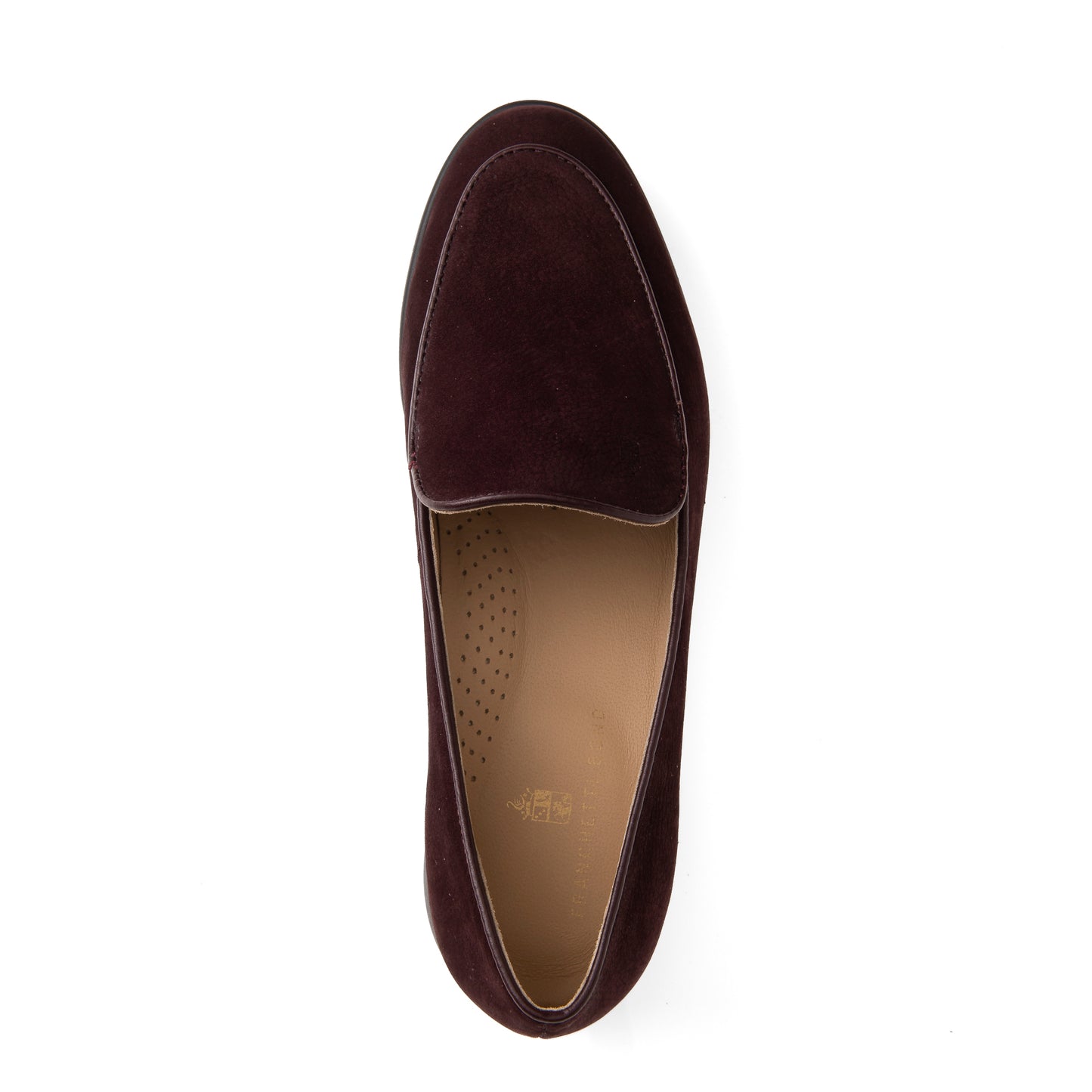 FB203 Estelle Slim Plain Loafer with Rubber Sole- Burgundy Nubuck Suede