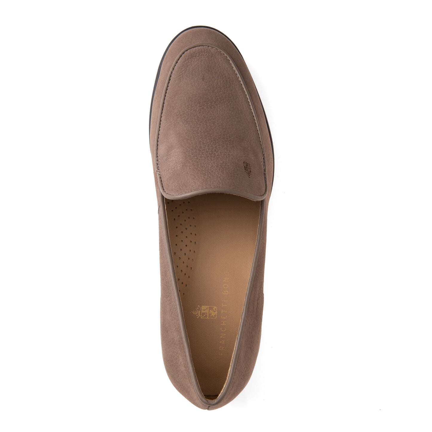 FB203 Estelle Slim Plain Loafer with Rubber Sole- Taupe Nubuck Suede