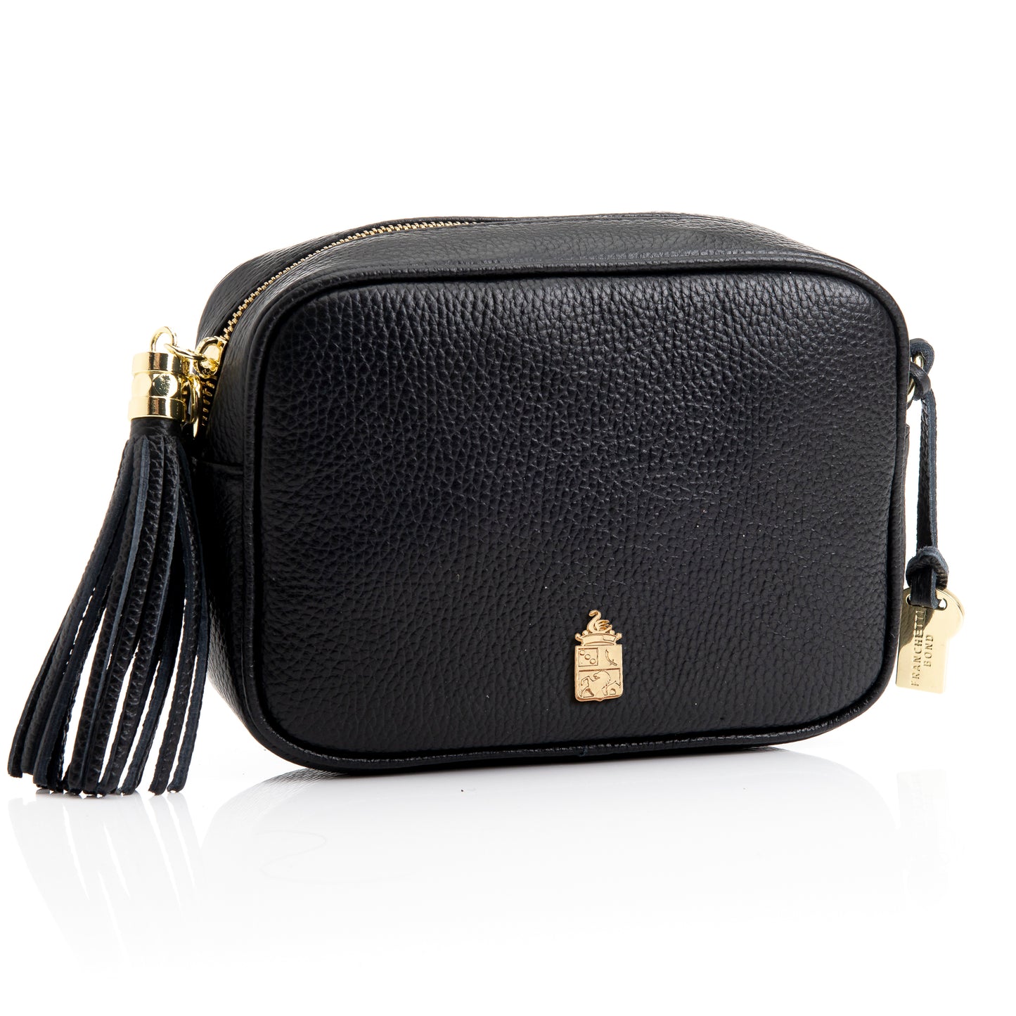 FB214 Caz Black Camera Bag With Cross Body & Tassel- Dollaro Leather