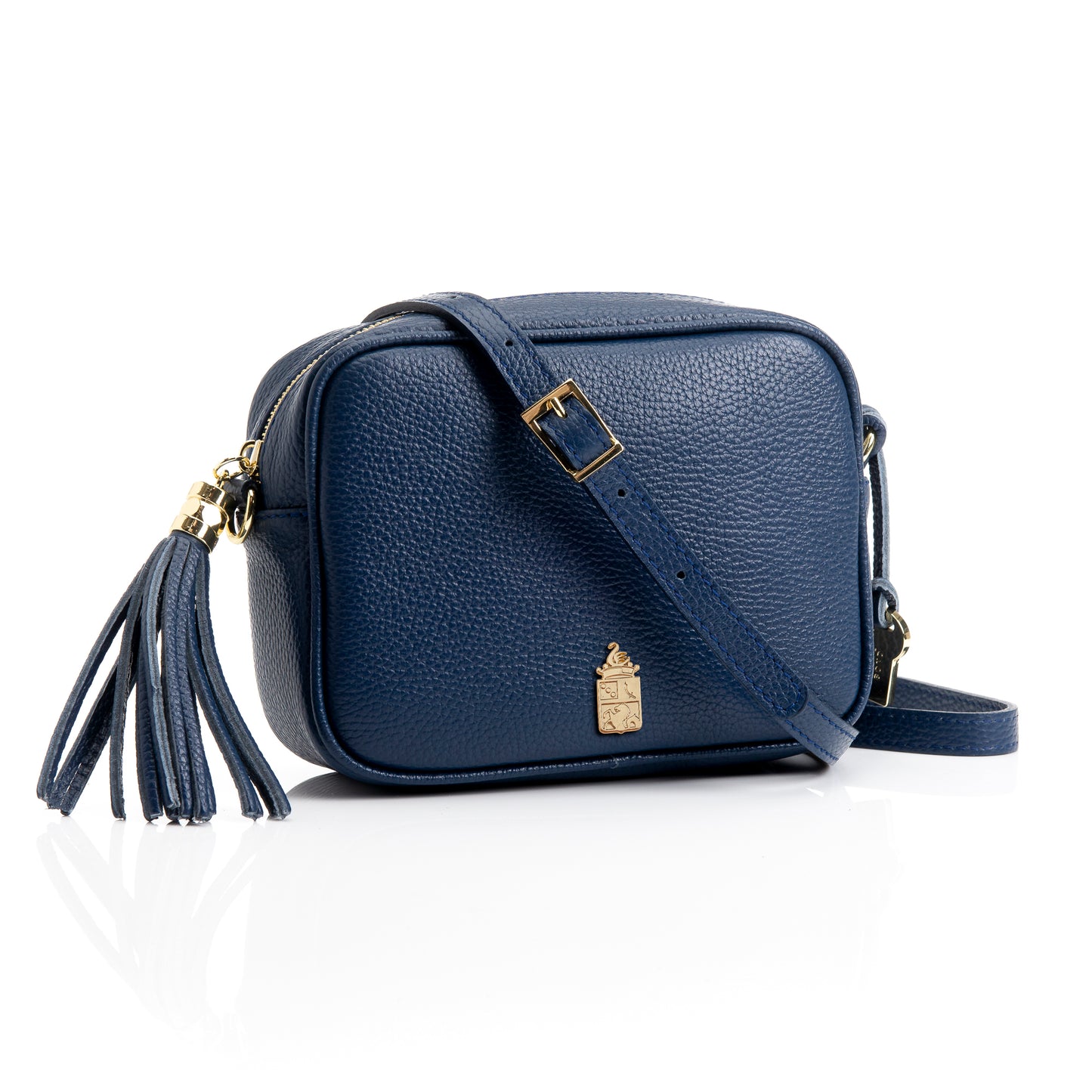 FB214 Caz Navy Camera Bag With Cross Body & Tassel- Dollaro Leather