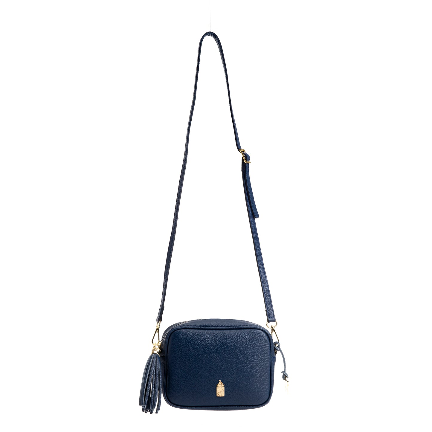 FB214 Caz Navy Camera Bag With Cross Body & Tassel- Dollaro Leather