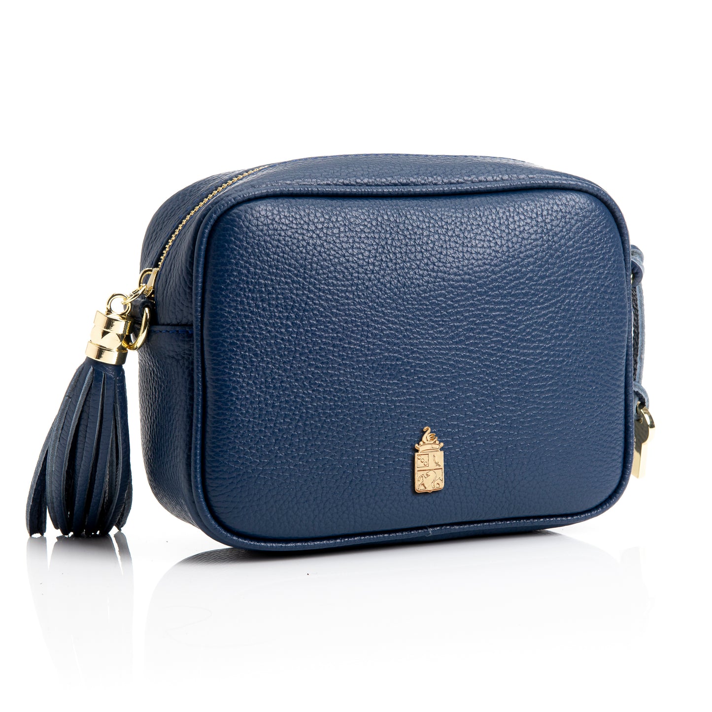 FB214 Caz Navy Camera Bag With Cross Body & Tassel- Dollaro Leather