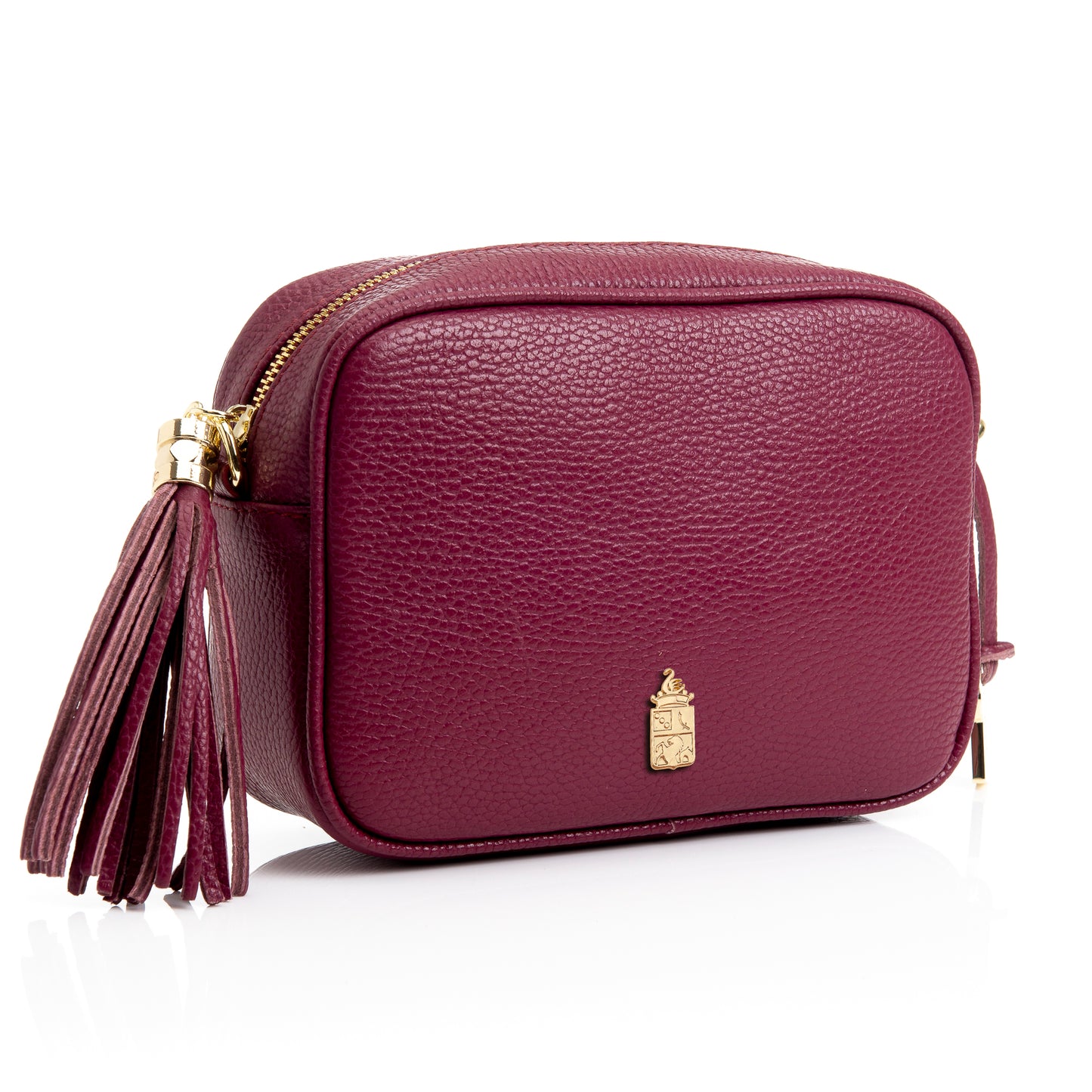 FB214 Caz Burgundy Camera Bag With Cross Body & Tassel- Dollaro Leather