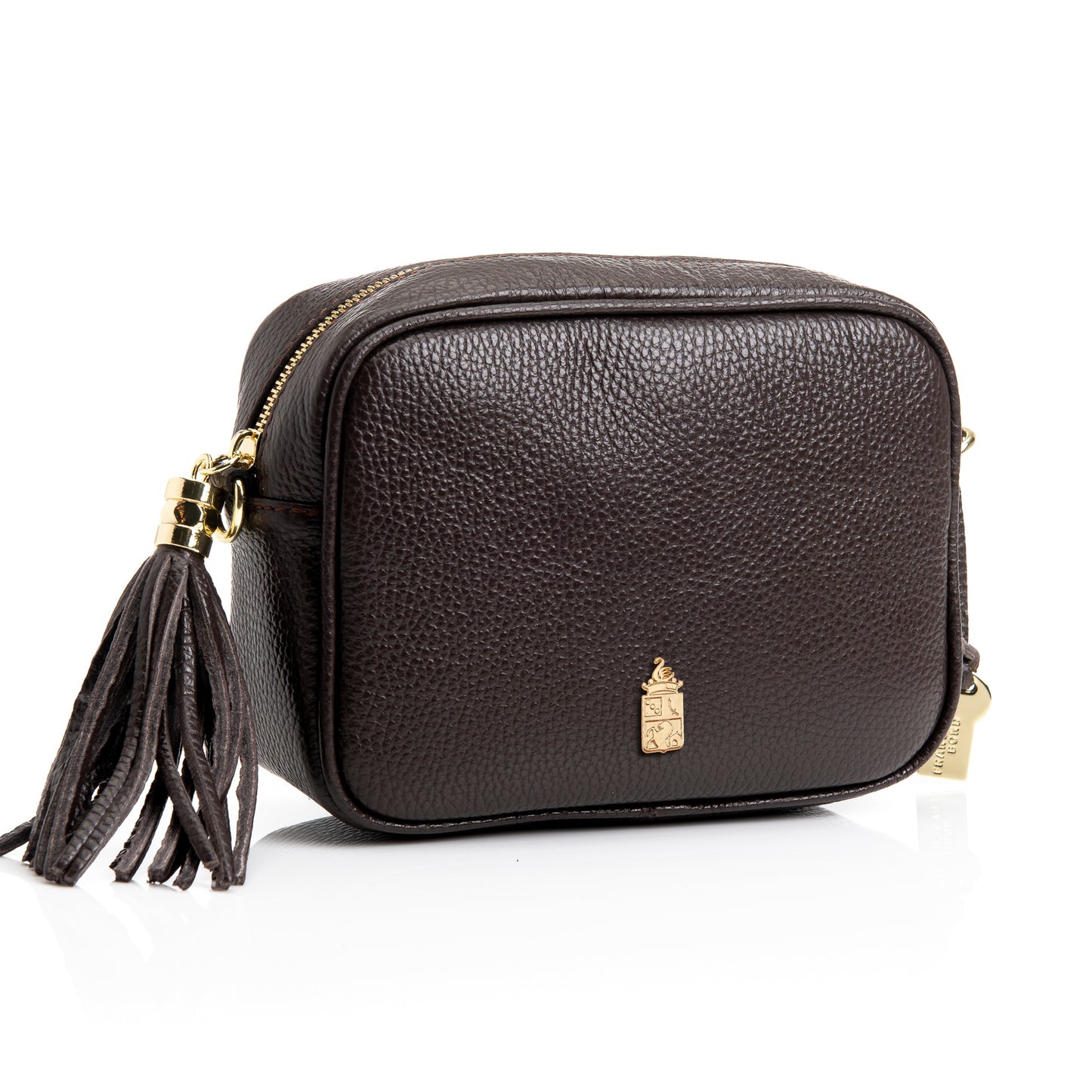 FB214 Caz Chocolate Camera Bag With Cross Body & Tassel- Dollaro Leather