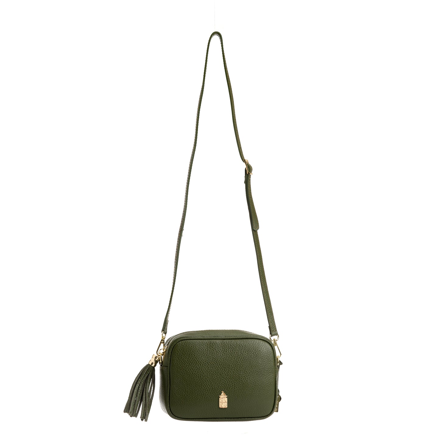 FB214 Caz Olive Green Camera Bag With Cross Body & Tassel- Dollaro Leather