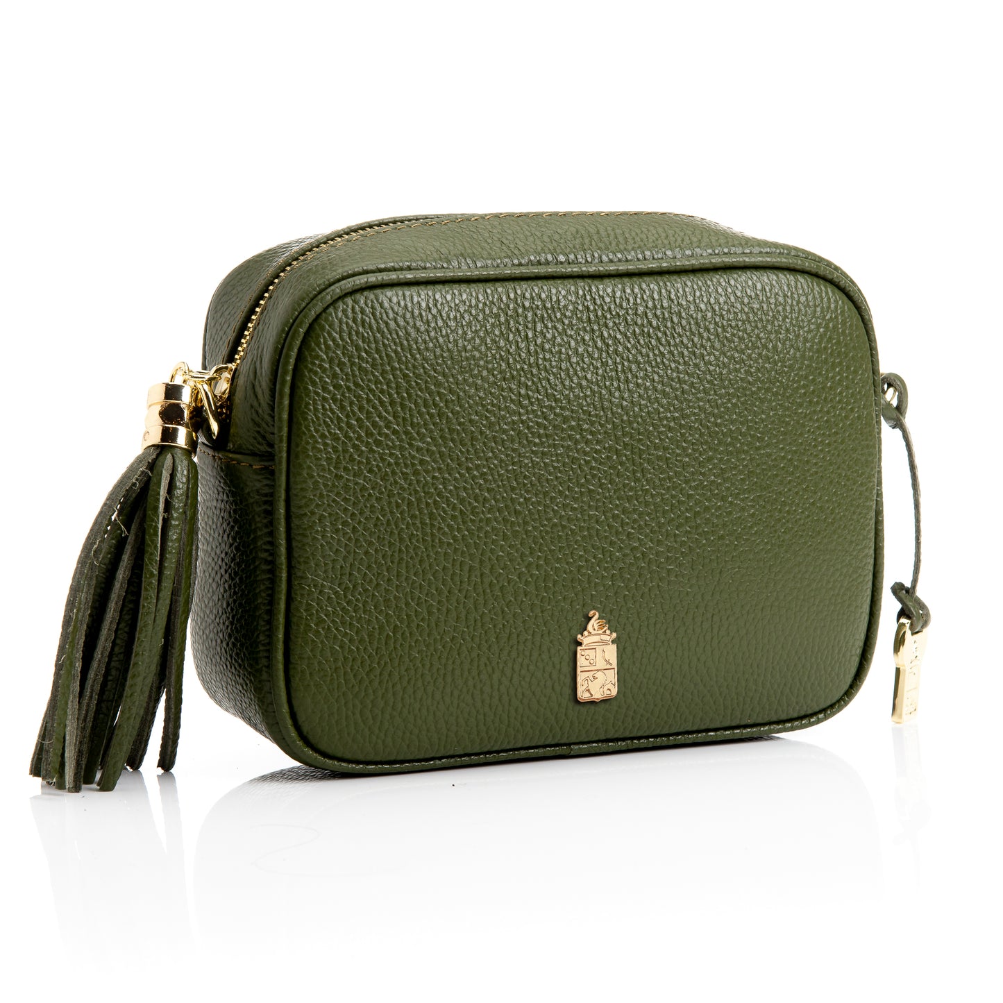 FB214 Caz Olive Green Camera Bag With Cross Body & Tassel- Dollaro Leather