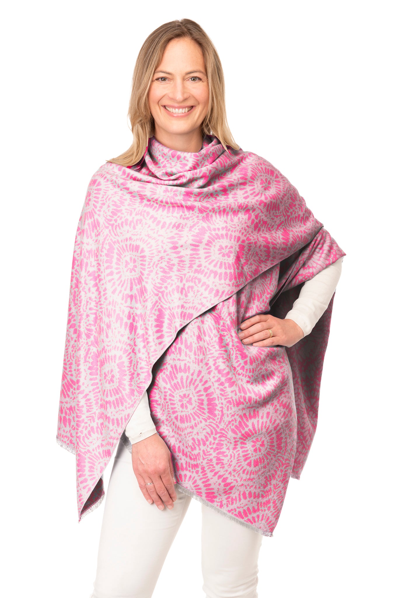 Susanna FB199 Batik Print Wrap Fuchsia