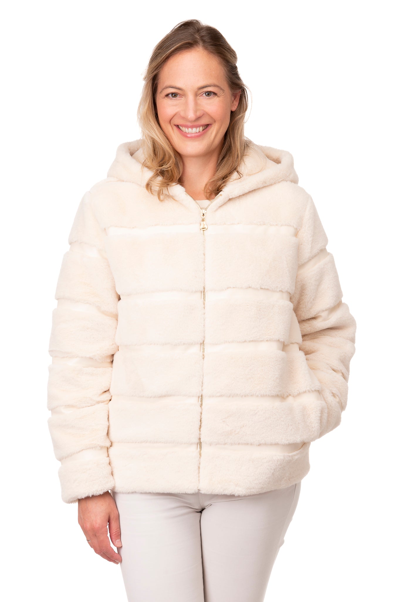 Viviana FB223 - Faux Fur Hoodie Beige