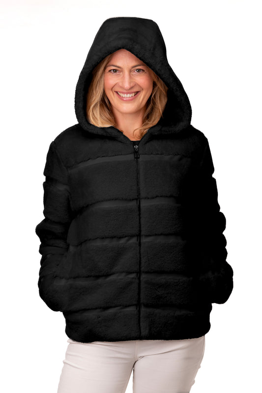 Viviana FB223 - Faux Fur Hoodie Black