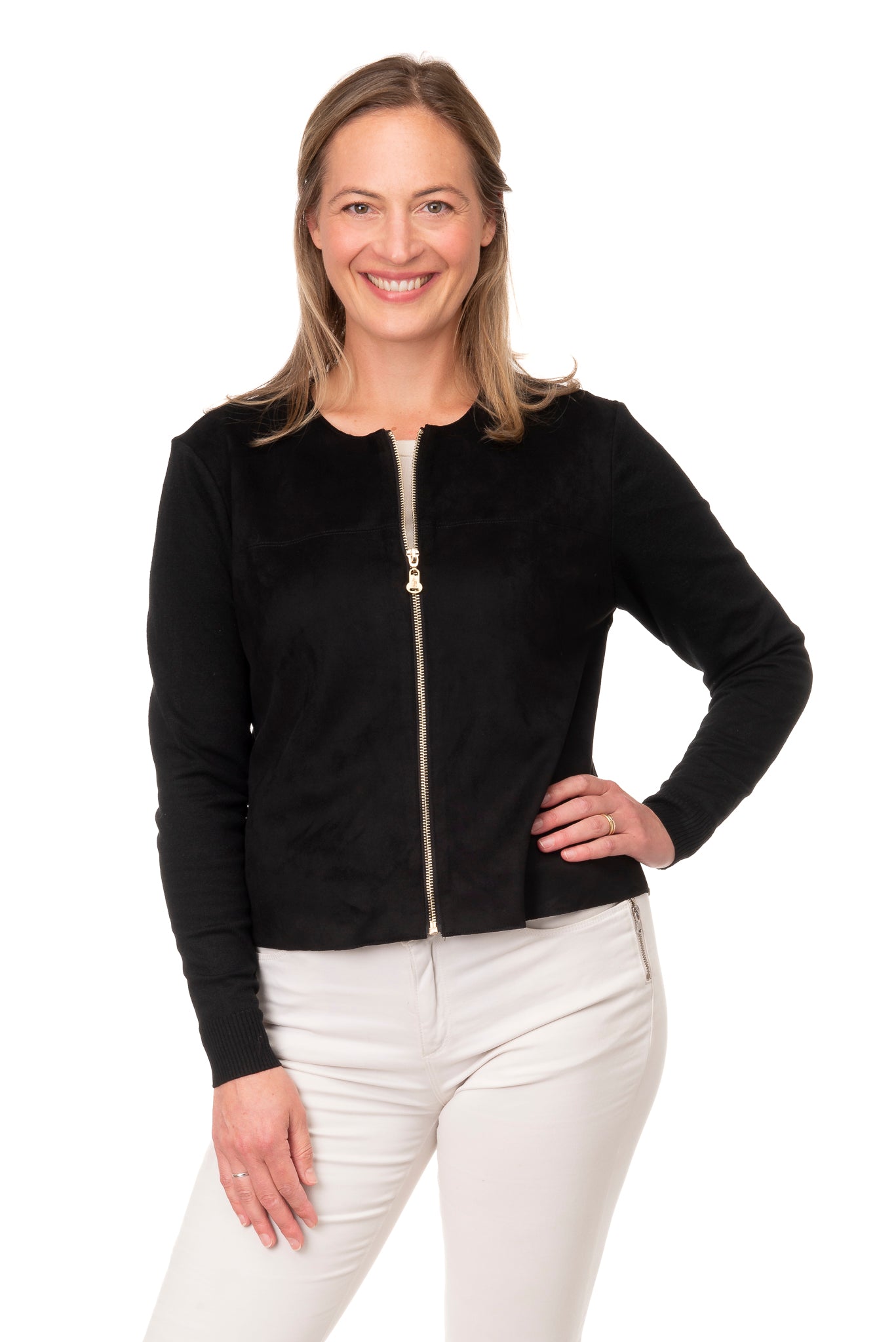 Gianella FB233 - Suedette Bomber Jacket- Black