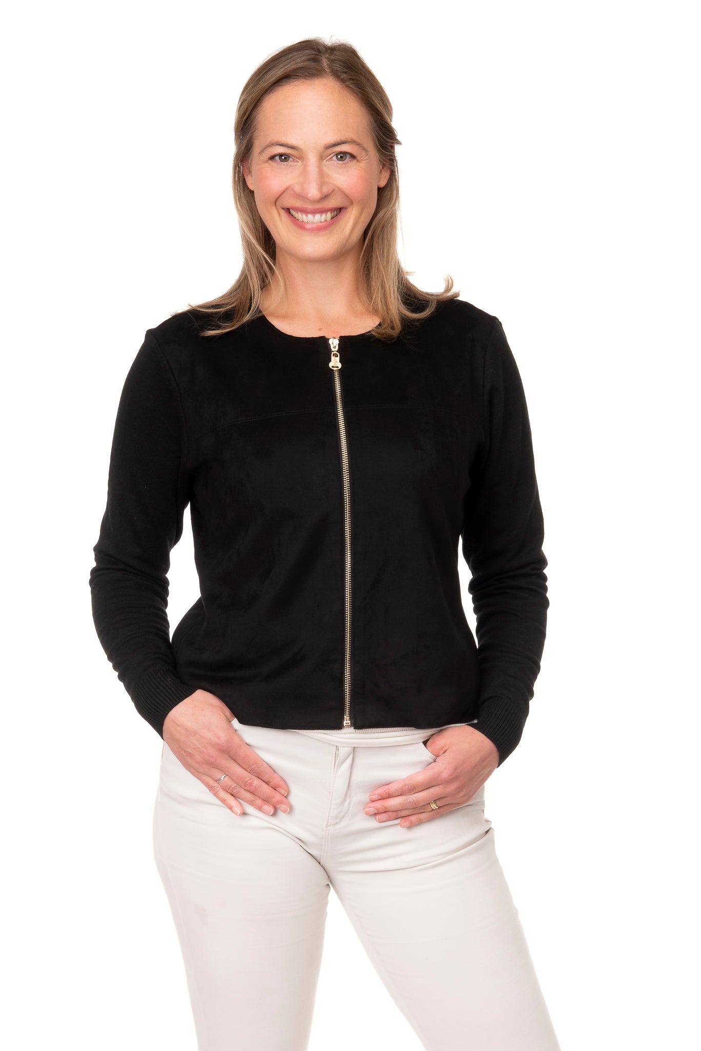 Gianella FB233 - Suedette Bomber Jacket- Black