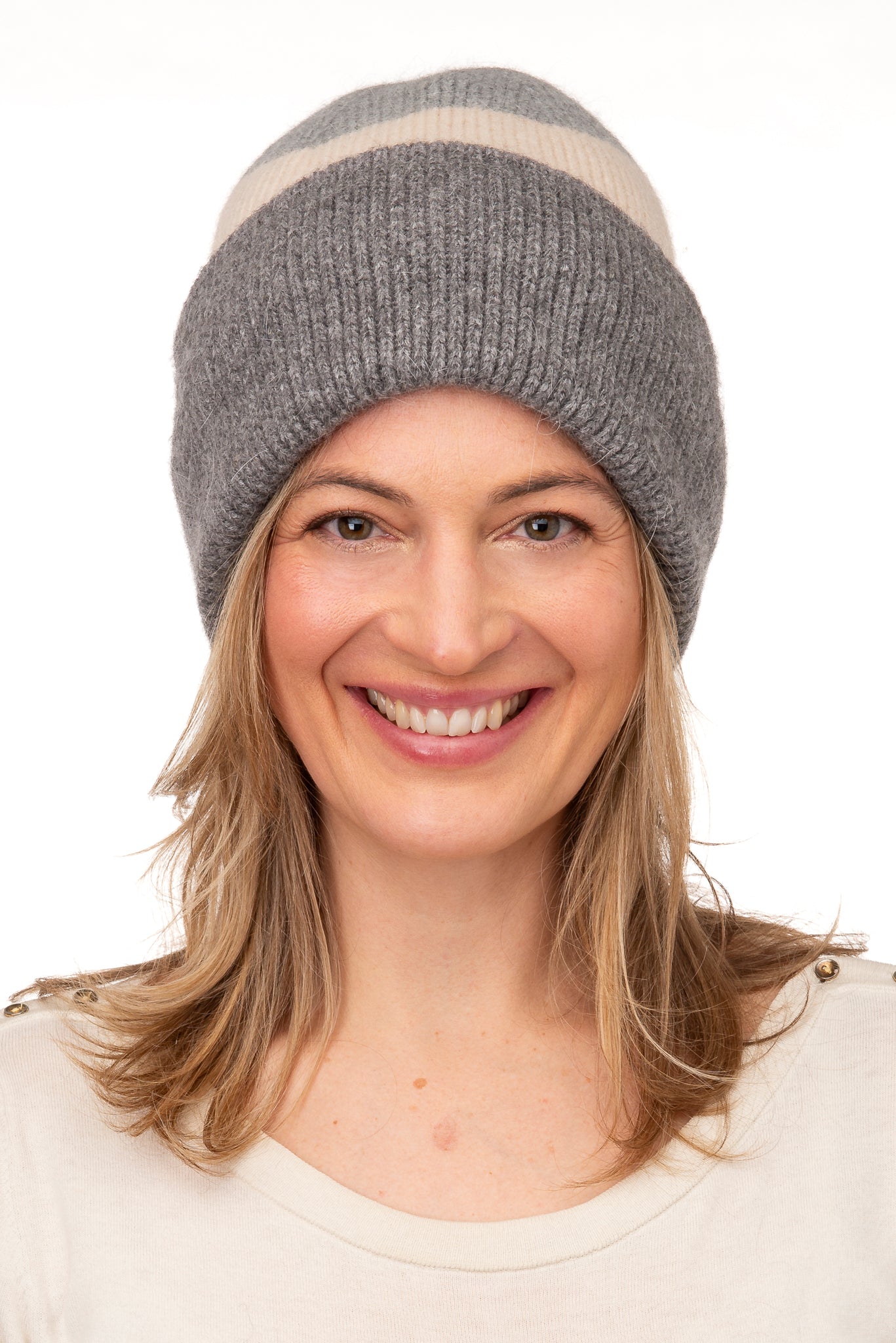 Anastasia FB241 Tri Coloured Beanie Grey Mix20% angora wool 80% acrylic