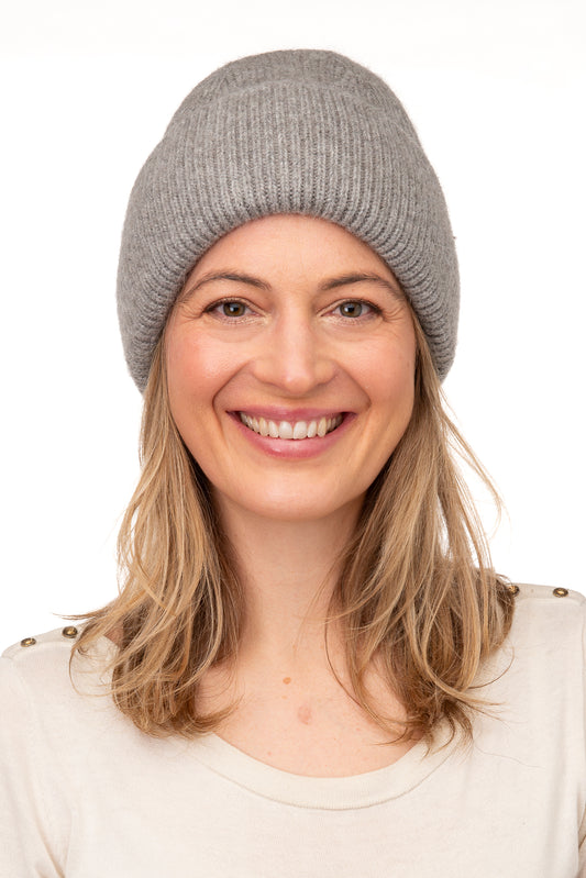 Graziella FB242 Grey Lined Beanie 20% Angora Wool 80% Acrylic