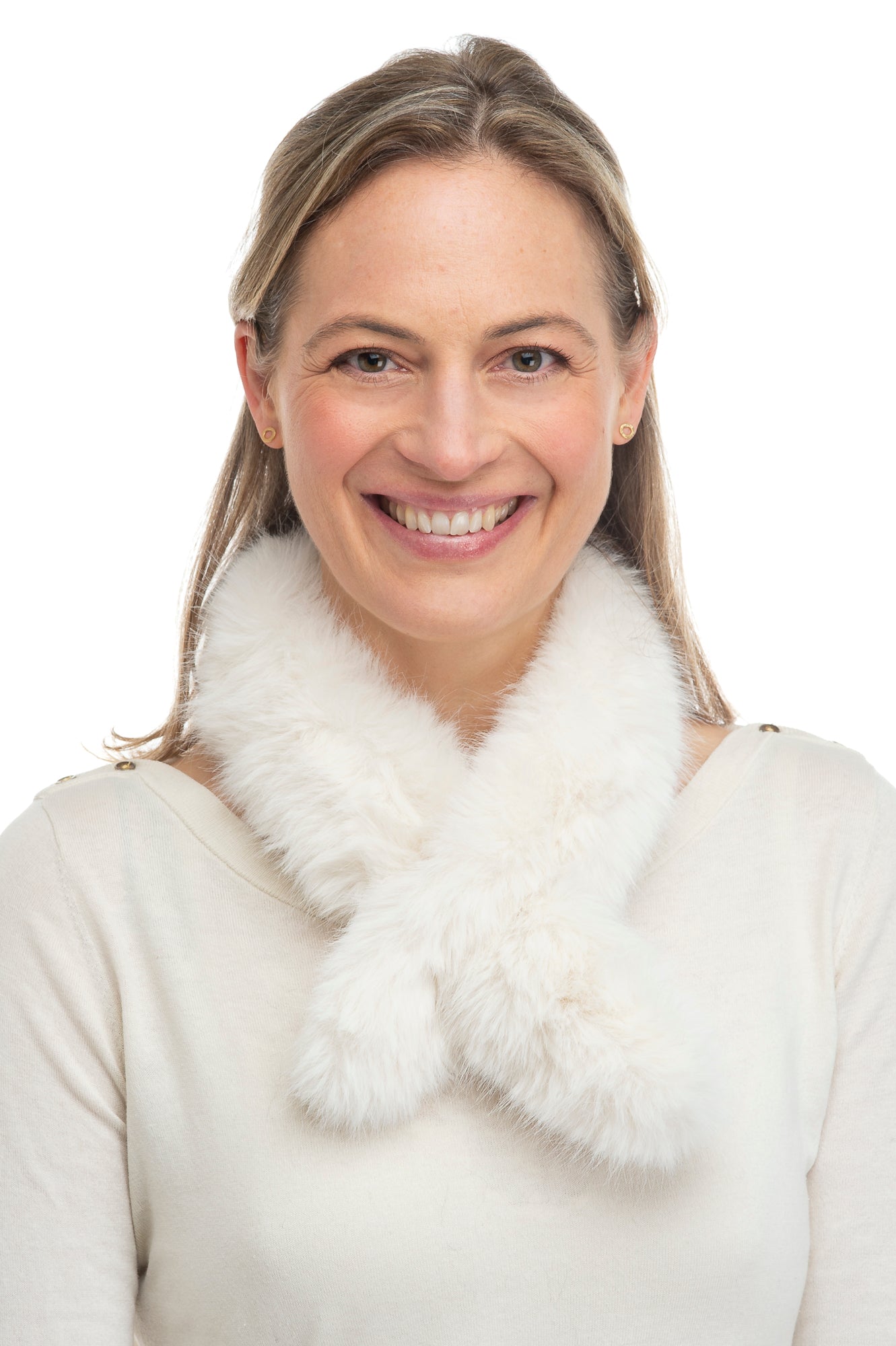 Ella FB49 Beige Slim Faux Fur Tippet