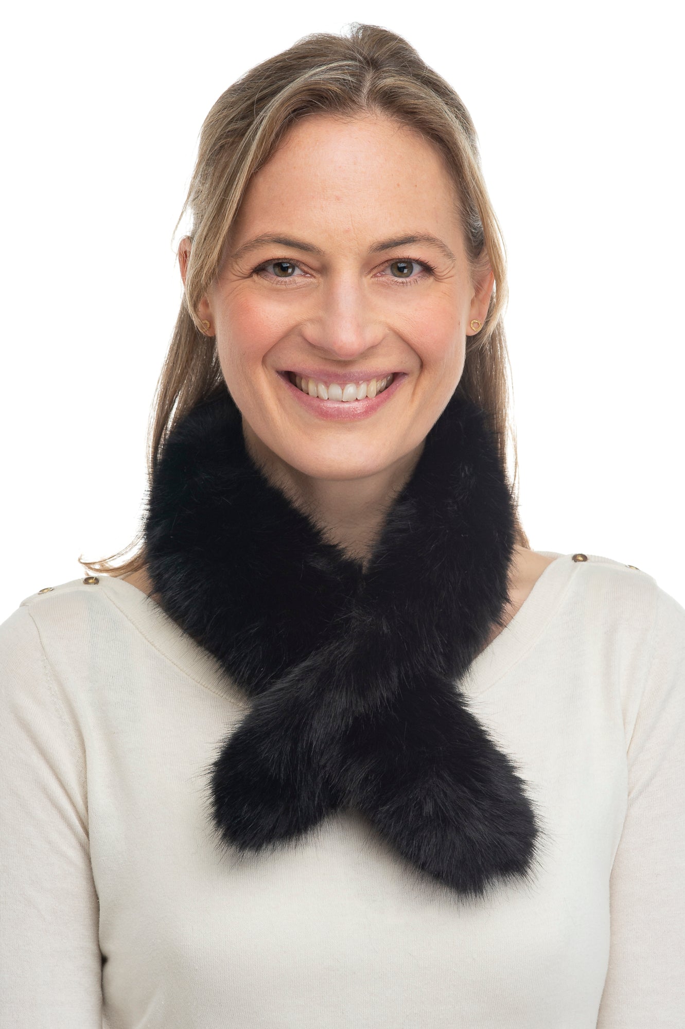 Ella FB49 Black Slim Faux Fur Tippet