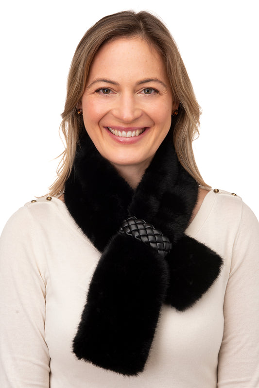 Isotta FB55 Black Faux fur tippet with woven loop detail