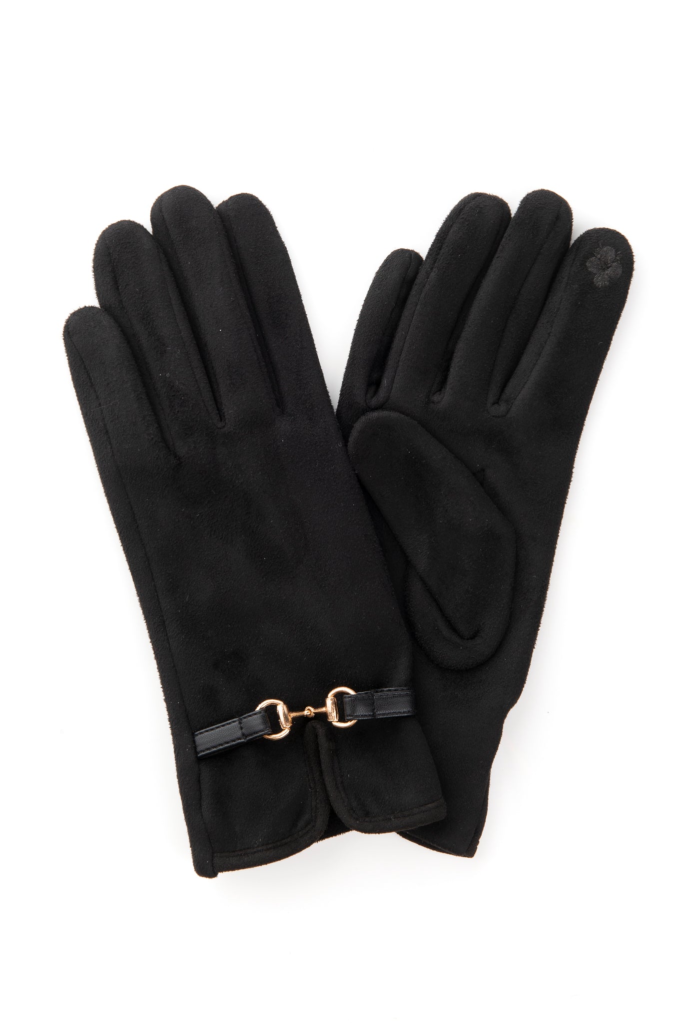 Bellina FB74 Suedette Glove With Gold Snaffle and Screen Touch Black