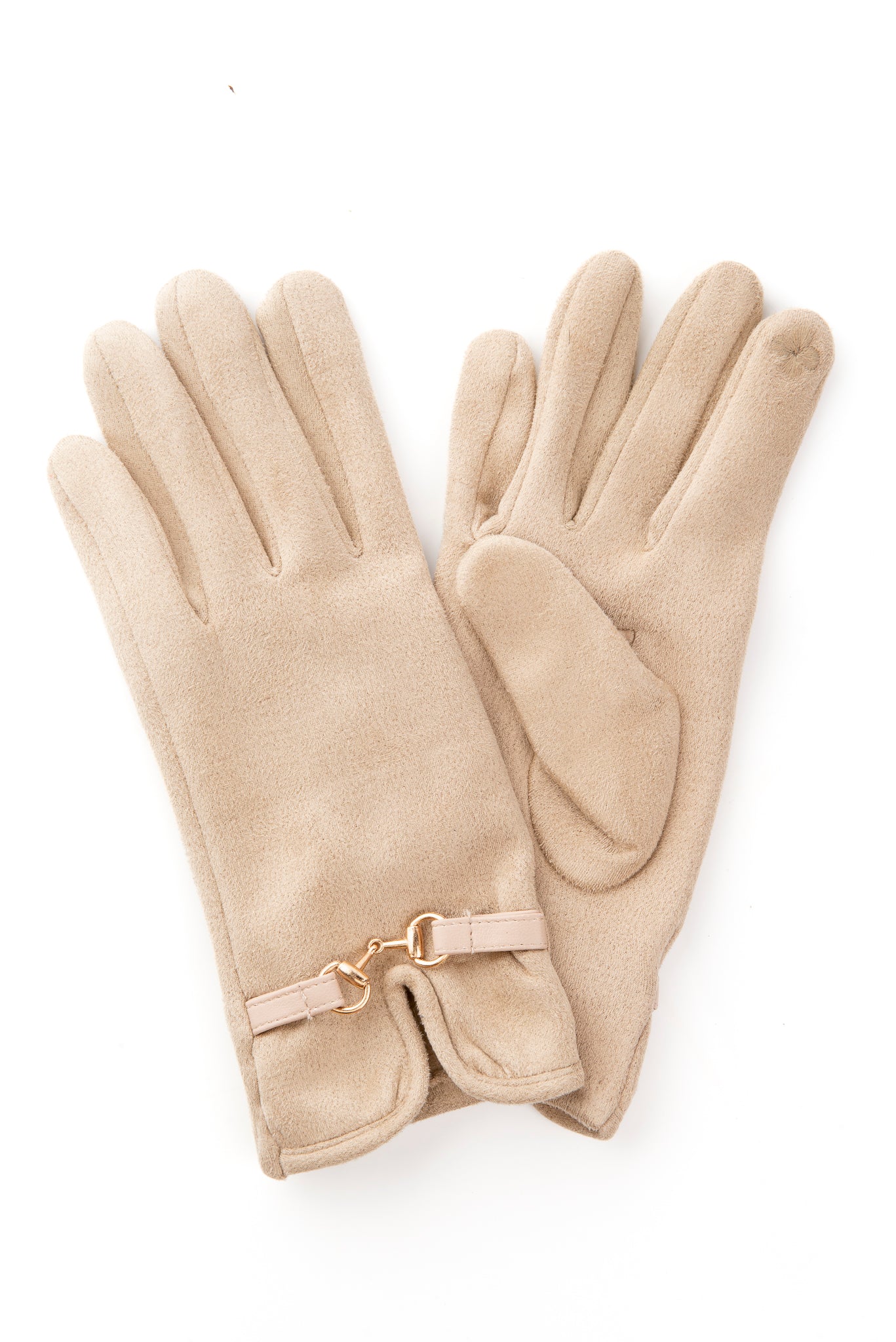 Bellina FB74 Suedette Glove With Gold Snaffle and Screen Touch Mocha