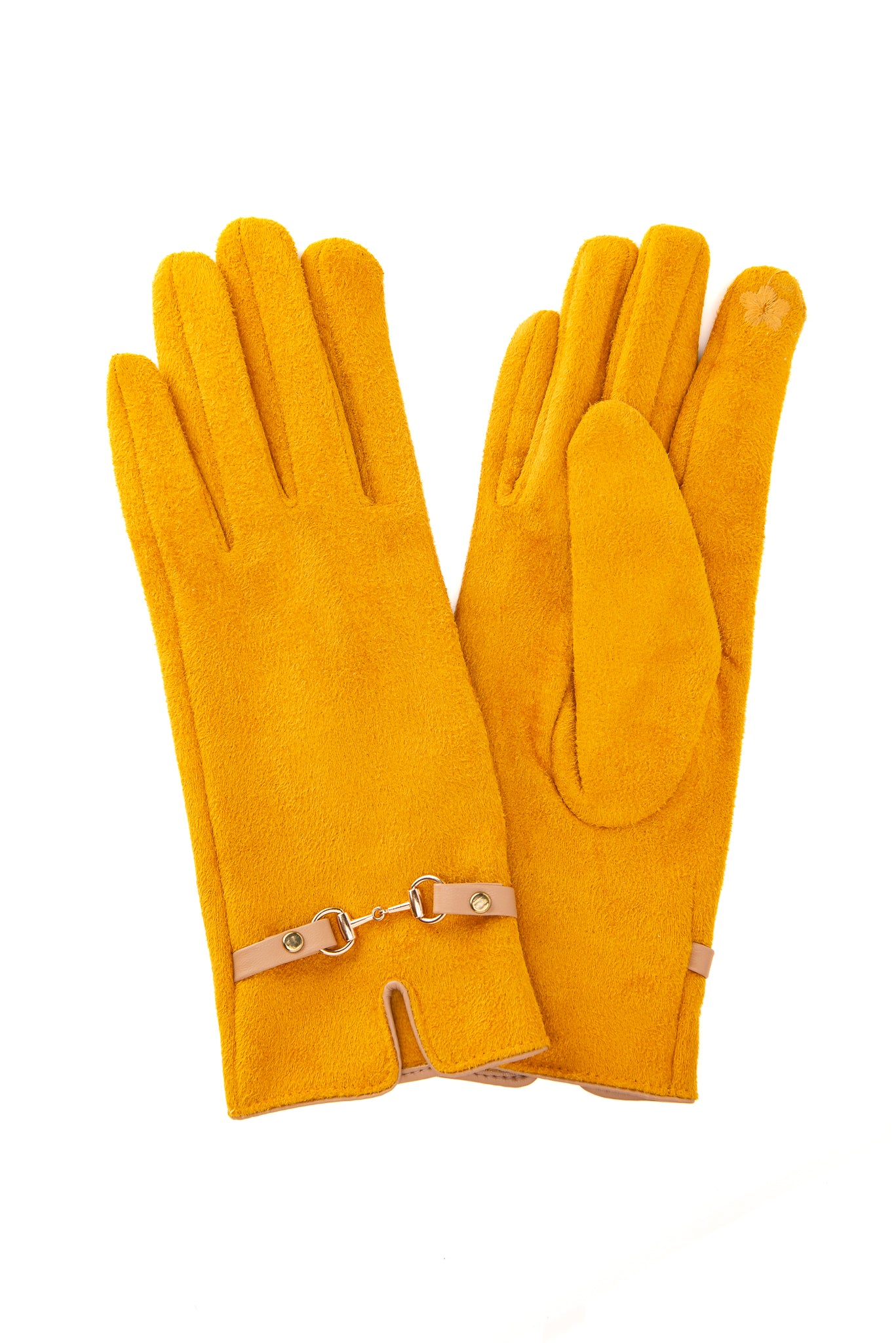 Bellina FB74 Suedette Mustard Glove With Mocha Snaffle and Screen Touch