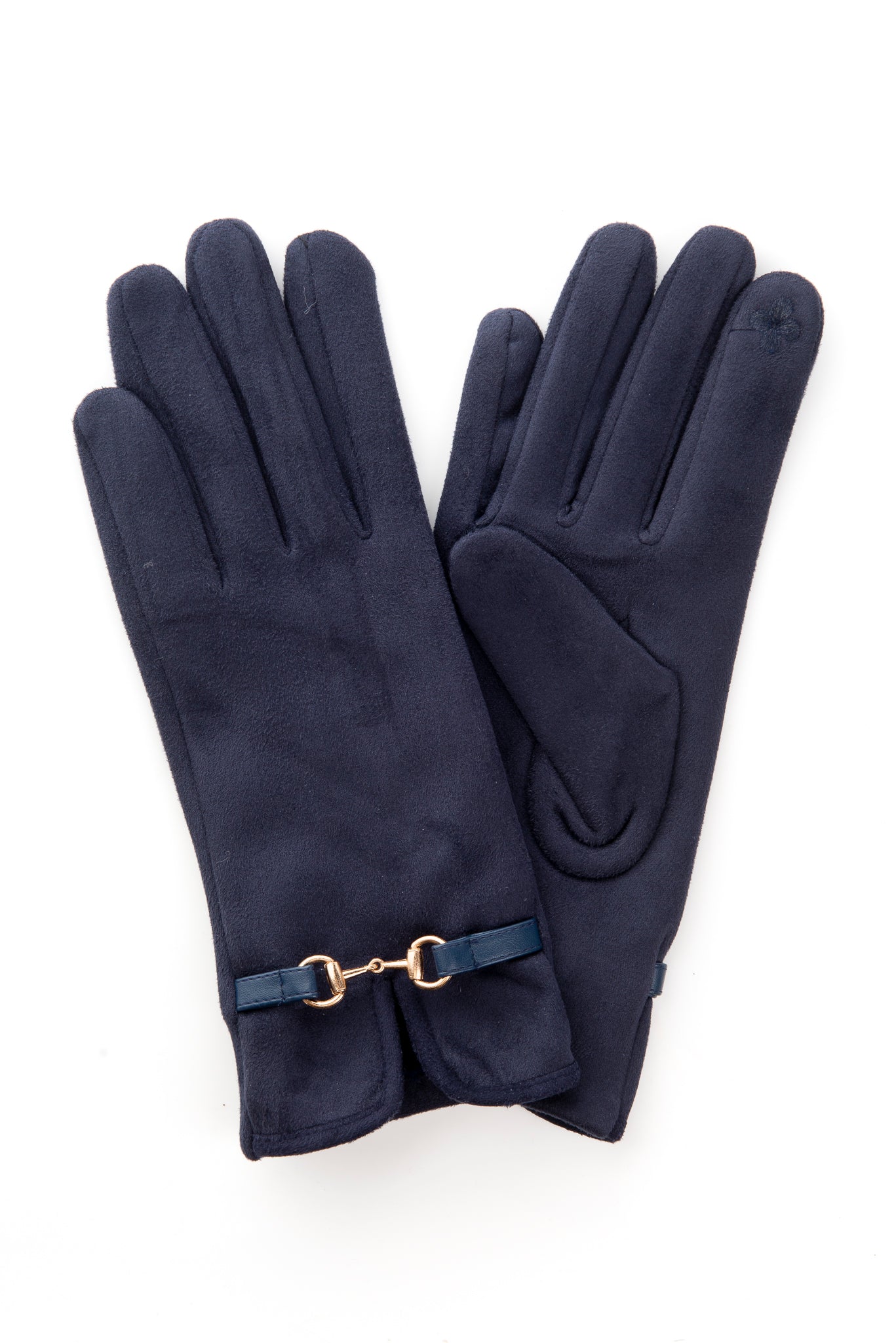 Bellina FB74 Suedette Glove With Gold Snaffle and Screen Touch Navy