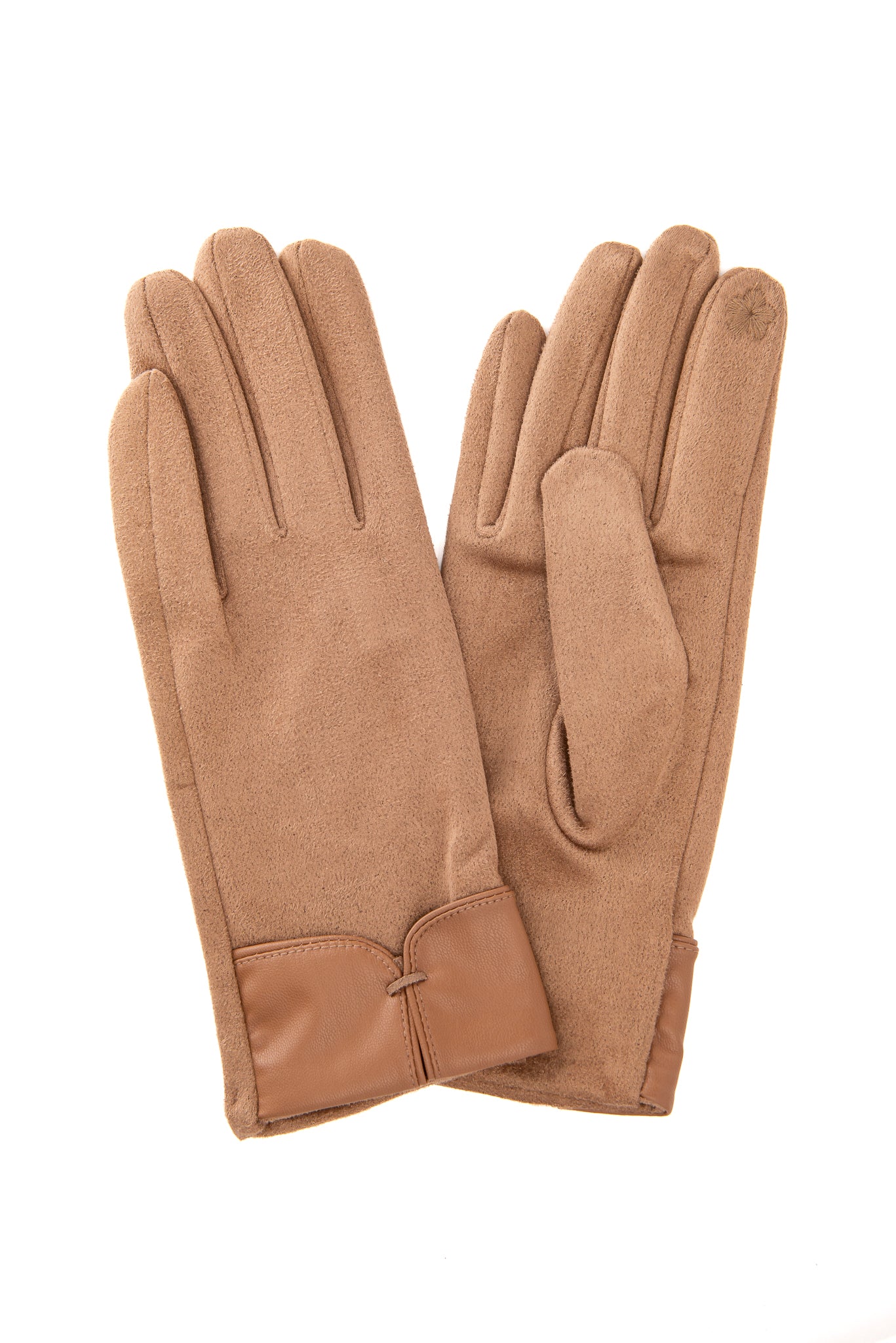 Adalina FB78 Suedette Glove With Soft PU Cuff & Loop Detail and Screen Touch Mocha