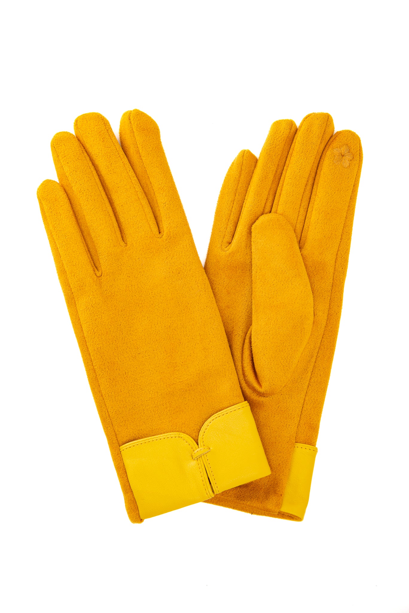 Adalina FB78 Suedette Glove With Soft PU Cuff & Loop Detail and Screen Touch Mustard