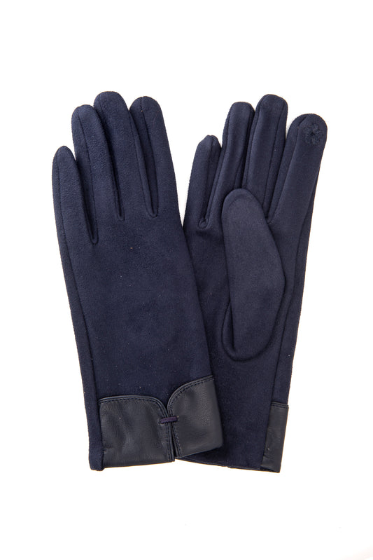 Adalina FB78 Suedette Glove With Soft PU Cuff & Loop Detail and Screen Touch Navy