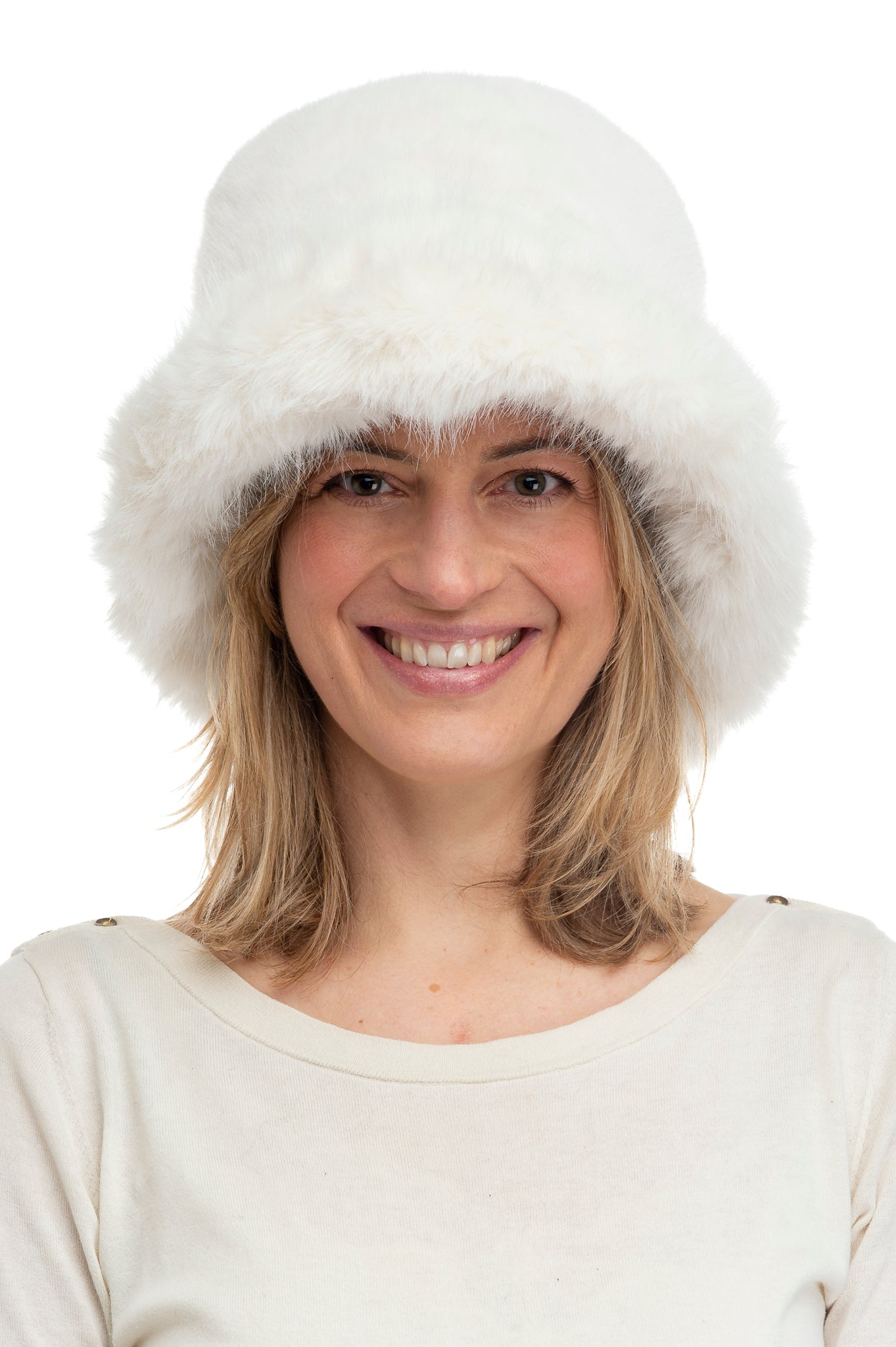 Adalina FB81 Faux Fur Paddington Style Hat Beige