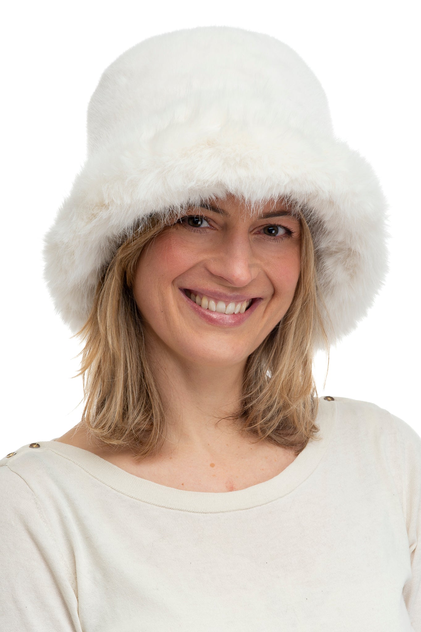 Adalina FB81 Faux Fur Paddington Style Hat Beige