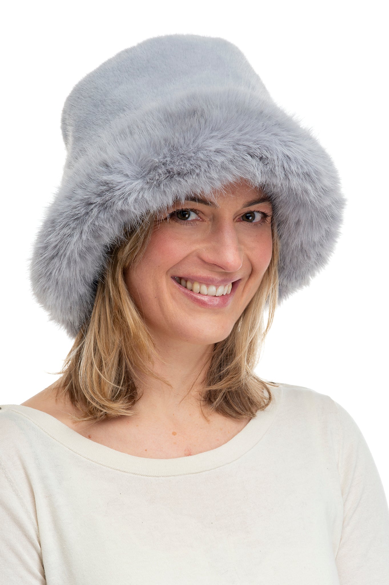 Adalina FB81 Faux Fur Paddington Style Hat Grey