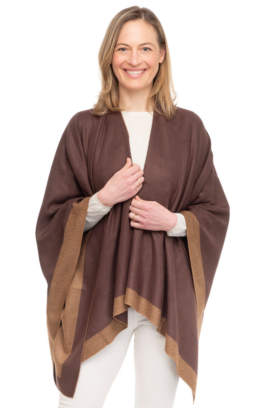 Mia FB99 Wrap With Crystal Border Chocolate/Dark Mocha with Chocolate Crystals