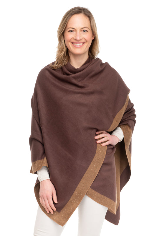 Mia FB99 Wrap With Crystal Border Chocolate/Dark Mocha with Chocolate Crystals