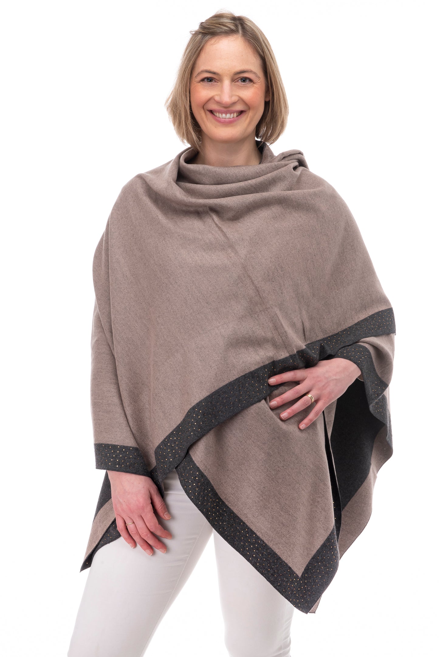 Mia FB99 Wrap With Crystal Border Mocha/Grey - Mocha Crystals